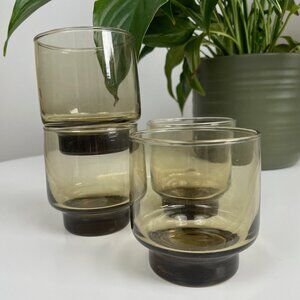 Libbey - Vintage Set of 4 Smoked Tawny Bar Glasses